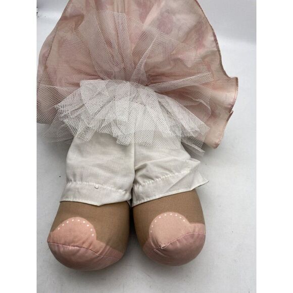 Vintage Applause Dolly Bunny Fabric Plush Doll Pink Dress Tulle Bonnet Easter - Picture 14 of 15